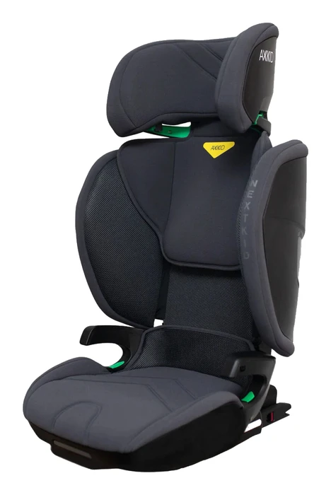 Axkid Nextkid Cloud Grey med nackstöd uppfällt och sidovingar utfällda, visar full storlek