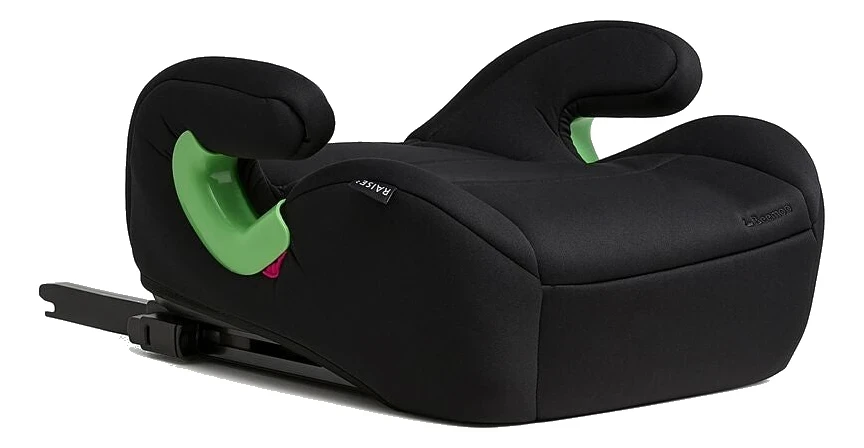 Beemoo Raise 2 i-Size från sidan med ISOFIX-armar utfällda och certifieringsetikett synlig