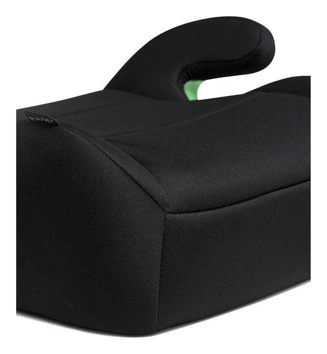 Beemoo Raise 2 i-Size i närbild, visar stoppningens tjocklek och polyestermaterialet