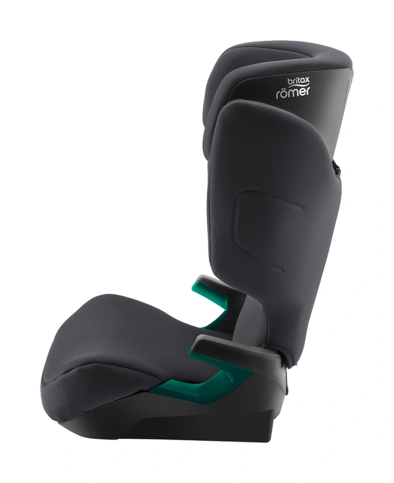 Britax Römer Adventure Plus 2 i sidovy, visar sidokrocksskyddets djup från huvud till höft