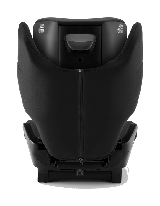 Britax Römer Adventure Plus bakifrån, visar dragkedjan som löper längs ryggen