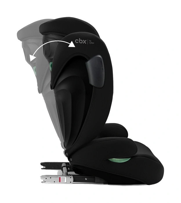 CBX Solution B3 i-Fix sidovy med illustration av nackstödets lutningsfunktion