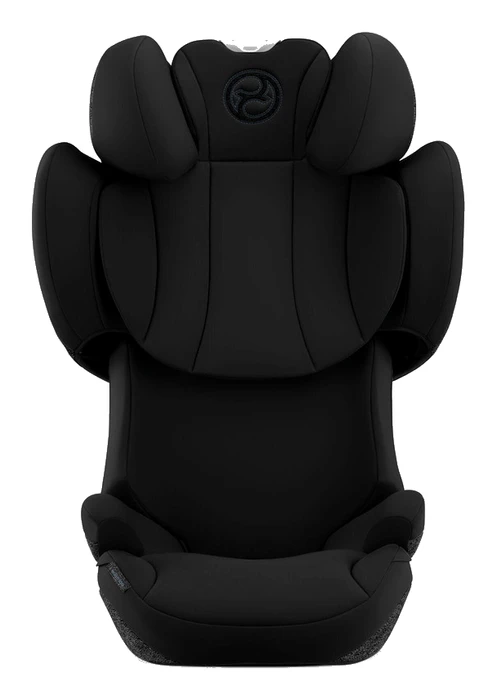 Cybex Solution T i-Fix framifrån med nackstödet i högt läge, visar tillväxtpotential