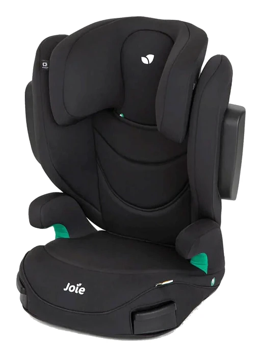 Närbild på ISOFIX-kontakter och gröna bältesguider på Joie i-Trillo FX
