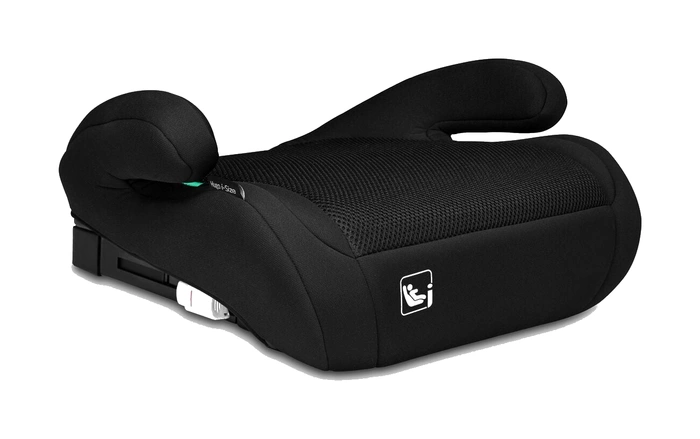 Lionelo HUGO i-Size som bälteskudde med ryggstödet borttaget och ISOFIX-fästen synliga