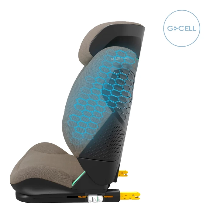 Maxi-Cosi RodiFix Pro2 sidovy med G-Cell sidokrocksskydd markerat i blått
