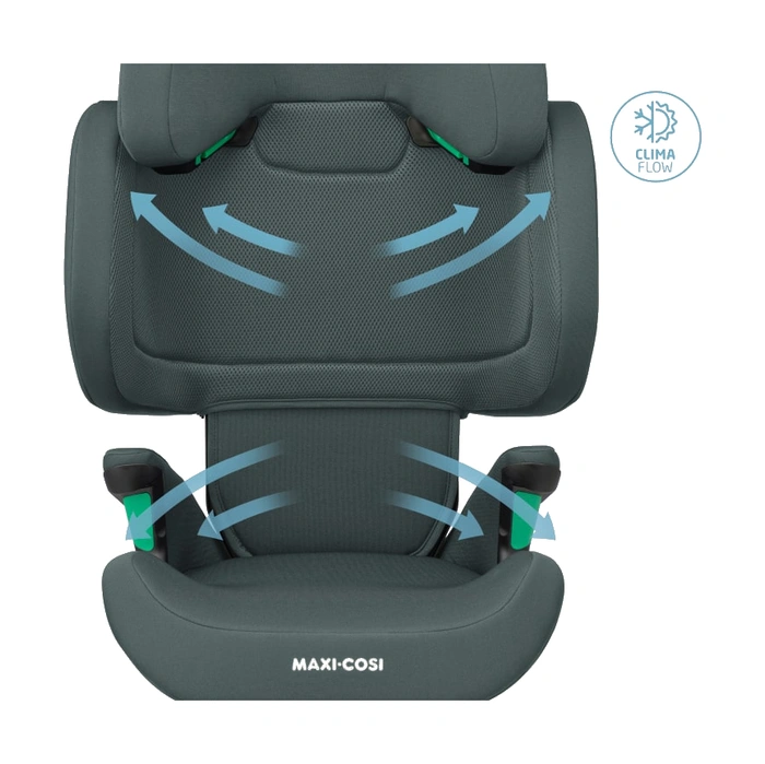 Maxi-Cosi Rodifix R framifrån med ClimaFlow-luftflöde genom mesh-tyget